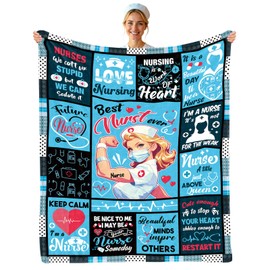 Wazzio Nurse Gifts for Women, Gifts for Nurses Blanket, Nursing Student Gift, Nurse Appreciation Graduation Birthday Gifts for Practitioner 50"x 60"