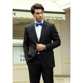 HISDERN Mens Royal Blue Bow Ties Floral Paisley Self Bow Ties for Men Formal Woven Silk Pocket Square Set with Box for Wedding