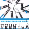 Glarks 9Pcs Blue Flexible Hose Clamp Pliers Set, Long Reach