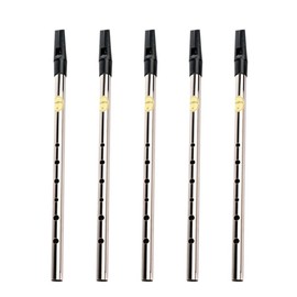 Feadóg Feadog Set of 5 Brass Traditional Irish Whistle in the Key of D and C Made in Ireland Musical Instrument Present (Grey Key C)