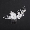 Teyglen Floral Flower Bride Wedding Hair Comb Silver Leaf Headpiece