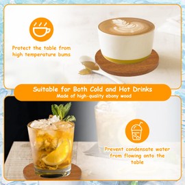 5 Pcs Wood Coasters, Drinking Coasters, Ebony Coasters, Snail Coaster Set with Magnet, Cute Snail Shape Coaster, for Drinks Desk Coffee, Kitchen Office Bar, Tabletop Protection Living Room Decor