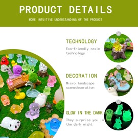 72pcs Mini Resin Animals Glow in The Dark, Luminous Tiny Resin Animals, Hide Garden Aquarium, Luminous Miniature Farm Ocean Figures, Aquarium for Micro Fairy Garden Landscape Accessories