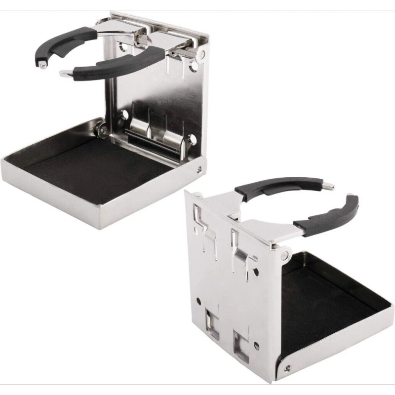 Amarine Made 2X Stainless Steel Adjustable Folding Cup Drink Holder