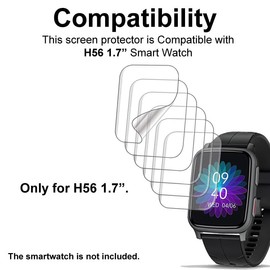 smaate Compatible with FITVII H56 1.7” Fitness Tracker Smart Watch, Soft Screen Protector, TPU, 6-pack, Full Coverage, Bubble Self-healing
