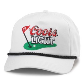 AMERICAN NEEDLE Coors Light Beer Golf Club Roscoe Adjustable Snapback Baseball Hat, White (23008C-COORS-WHT)