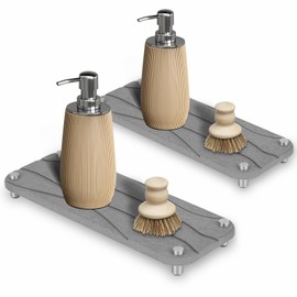 Instant Drying Stone Sink Tray for Bathroom Counter,Diatomaceous Earth Water Absorbing Sink Caddy Stone Vanity Tray,Modern Sponge Holder Drying Rack for Kitchen Sink (Dark Gray, 11.9 * 4.4 in(2pcs))