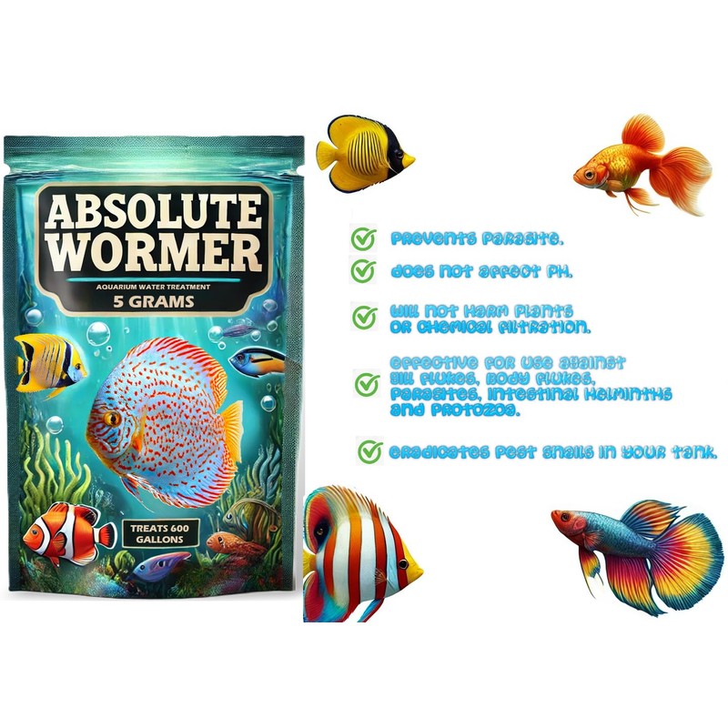 Absolute Wormer Plus - Freshwater and Saltwater Aquarium Powder Treatment.