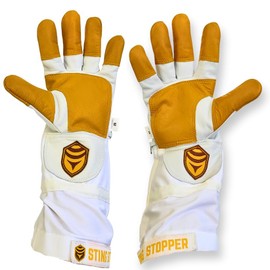 Sting Stopper Heavy Duty Beekeeping Gloves Men Women, Goat Skin Bee Gloves with Short Canvas Cuffs, Sting Proof Bee Keeping Gear | Beekeeper White, Small