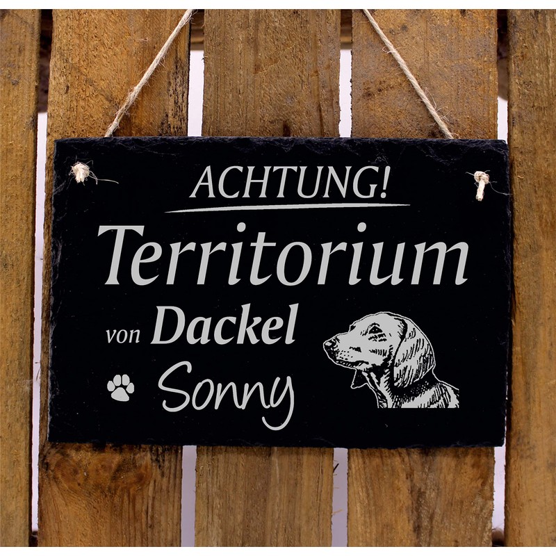 Dachshund Sign, Customisable Engraved - Achtung ! Territory von ..