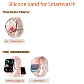 Lamshaw Compatible for Aeac Smart Watch Bands, 20mm, 22mm New Soft Silicone Sport Replacement Straps Compatible for Aeac 1.32 Inches Round, W208 Plus, IDW19 Smart Watch (5 Pack-2, 20mm size band)