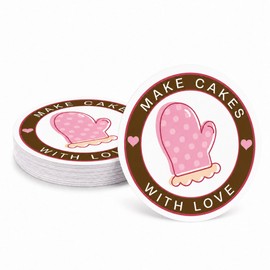 36 Pcs Make Cakes with Love Stickers, Round Baking Labels 2.5 Inch