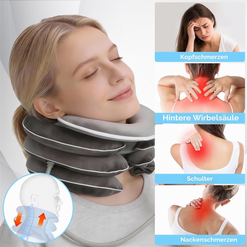 Neck Stretcher for Cervical Traction, Inflatable Neck Support, Neck