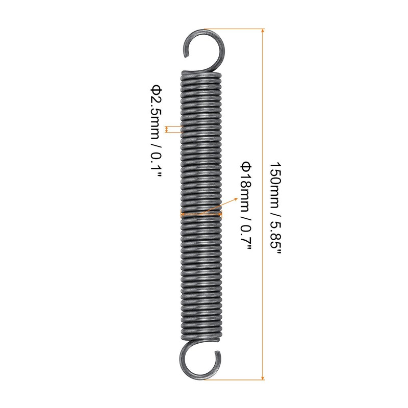 sourcing map Extension Spring - 2.5mm Wire Dia, 18mm OD,