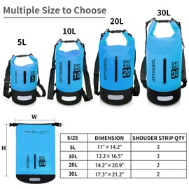 Waterproof Dry Bag, 5L/10L/20L/30L Waterproof Backpack Dry Sack Rucksack, Swim Bag with Adjustable Shoulder Straps, for Beach Swimming Kayaking Hiking Boating Canoeing Surfing Fishing
