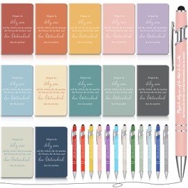 Tenare Set of 12 Thank You Gift for Colleagues, Teachers, 12 Small Inspirational Notebooks, Mini Diary Notepads and 12 Motivational Ballpoint Pens, Thank You Gifts for School, Office (Colourful)