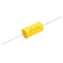 PATIKIL 2.2uF 250 V Frequency Divider Capacitor, 1 Pcs Axial Audio Speaker Crossover Step-less Film Capacitor MKP Capacitor for Audio Equipment Appliances, Yellow