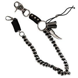 Buzz Select AC265 Wallet Chain Belt, Skull, Stylish, Lock, Key Ring, Men's, Women's,, Black