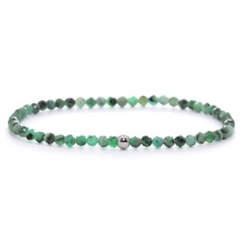 Echtes Smaragd Edelstein Armband mit facettierten 3mm Perlen - verschiedene Längen - Heilstein Schutzstein Edelsteinarmband Glücksbringer Talisman Geschenk (Smaragd, 14CM)