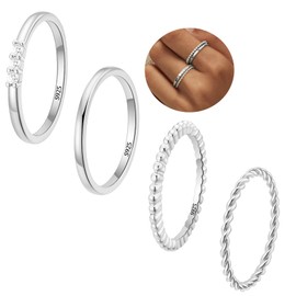 WEDDINEN S925 Sterling Silver Rings for Women Non Tarnish,Dainty Stackable Thumb rings for Women,Silver Band Waterproof Rings,Womens Rings size 9