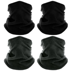 OJIOUI 4 Pack Winter Neck Warmers Face Mask Fleece Neck Gaiter Mask Face Cover for Men Women Cold Weather Balaclava Scarf (Black+Grey)