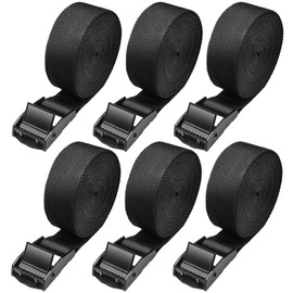Pack of 6 Short Tie Down Straps, 250 cm, Adjustable Lashing Straps, 250 kg Load Capacity, Small Fastening Straps with Stainless Steel Buckle, Tension Strap Mounting Strap for Car, Bicycle Carrier &