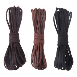 3 Colours 5 m x 3 mm Leather Cord, Faux Thread Suede Band, Leather Cords, Suede Strap, Clasp Leather Strap for DIY Bracelet, Necklace, Jewellery, Crafts