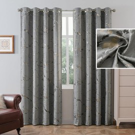 Petrichor Luxury Gray Velvet Curtains, Gold & Silver Foil Marble Pattern, 75% Light Blocking, Thermal Drapes, 52" Wide x 63" Long, 2 Panels for Bedroom and Living Room