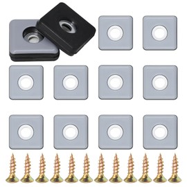 MISIQIMA Pack of 24 Teflon Gliders, Furniture Glides Teflon with Mounting Screws, Ideal for Heavy Furniture, Square Chair Glides, Effectively Protects Furniture, Chairs and Floors (25 x 25 x 7 mm)