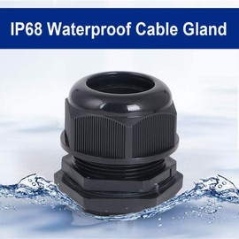 Gebildet Cable Gland, PG13.5 Plastic IP68 Waterproof Adjustable 6.0-12mm Cable Gland Joint with Gaskets, M20x1.5 Wire Connector, Wire Protector (Pack of 30, Black)