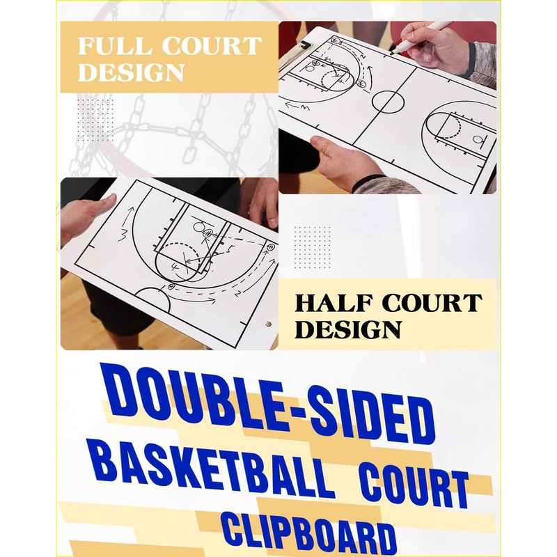 Double - Sided Basketball Coaching Board: Clipboard, Dry Erase Whiteboard