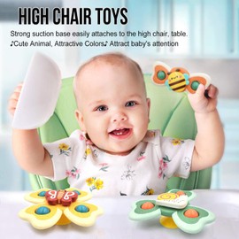 JACKEYLOVE Suction Cup Spinner Toys for Baby Toddler, Suction Baby Toys 6-12 Months, Spinner Toys for 1 2 Year Old Boys Girls(3 Pack)…