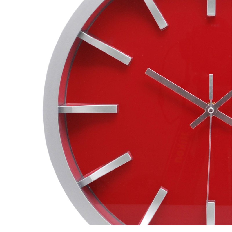 Kiera Grace Bold Modern-Contemporary Red Round Wall Clock, 12" x