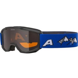 ALPINA Piney Anti-Fog, Extremely Robust and Shatterproof Ski Goggles with 100% UV Protection for Children, Matte Black/Olive, One Size