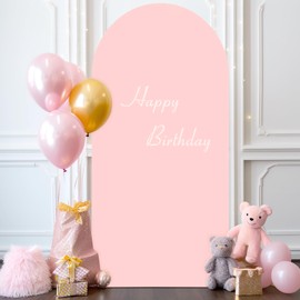 6.6FT Dusty Rose Arch Cover - Spandex Fitted Wedding Arch Stand Covers Round Top Chiara Arch Backdrop Cover for Birthday Party Banquet Photo Background Decoration