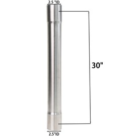 2.5 Inch Exhaust Pipe T304 Stainless Steel Exhaust Tubing (SS Tubo),Tailpipe 2 1/2"ID Length 30"Straight Tubing, Flared, Polished Finish,Universal Connector Adapter Tubo