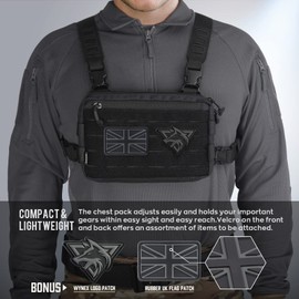 WYNEX Tactical Chest Rig Pack for Men, Running Chest Bag with Front Loop Airsoft Recon Chest Rigs for Hunting Outdoor EDC Combat Patch Included