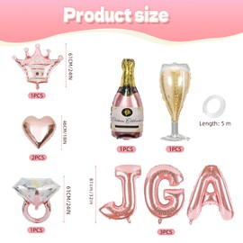 LUMOOM JGA Deko Frauen, Roségold JGA Luftballons, Junggesellenabschied Frauen Ballon, 32 inch Luftballons, Bride To Be Deko für Bachelorette Party