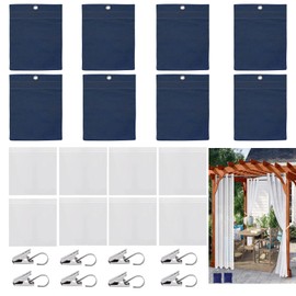 8 Pack Heavy Duty Curtain Weights – Sandbag Weights for Outdoor Curtains, Tablecloths & Drapes – Includes Metal Clips, Fill with Sand, Dirt – Perfect for Patio, Garden, Pergola (Windproof Design)Blue