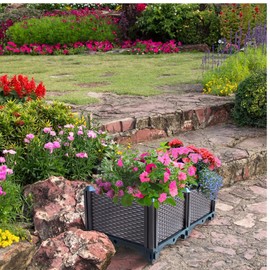 Trenton Gifts Raised Planter Box. Brown. Great for Outdoor Plants & Flowers