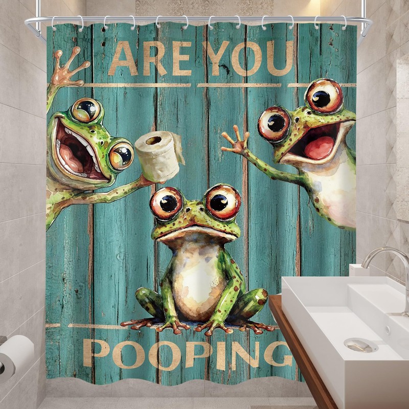 Are You Pooping Frog Funny Retro Farmhouse Door Bathroom Shower