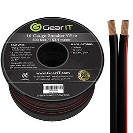 16AWG Speaker Wire, GearIT Pro Series 16 Gauge Speaker Wire Cable (500 Feet / 152.4 Meters) Great Use for Home Theater Speakers and Car Speakers, Black