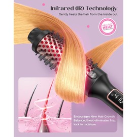 Upgraded Infrared Bounce Brush, Heated Thermal Round Brush with 5 Heat Settings & LED Display, 1.5 Inch lonic for Hair Straightener & Curling Wand, Dual Voltage, Blowout Look, Gifts for Women