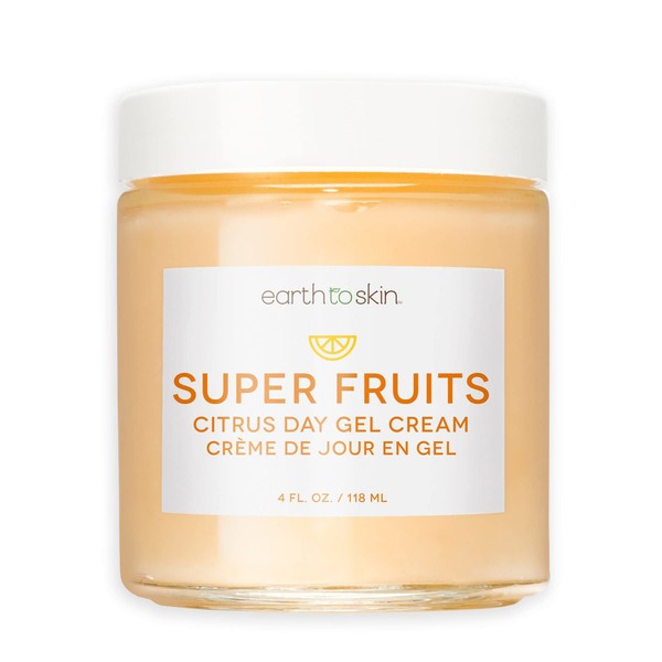 Earth To Skin Super Fruits Citrus Day Gel Cream, Hydrating, Moisturizing, Soothing (4.0 Fl Oz)