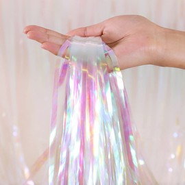 3 Pack Fringe Streamers Backdrop Curtains, Tinsel Backdrop Fringe Backdrop Party Backdrop Birthday Backdrop, Party Décor Birthday Decorations (3.3 x 6.6 ft, Clear & Colorful)
