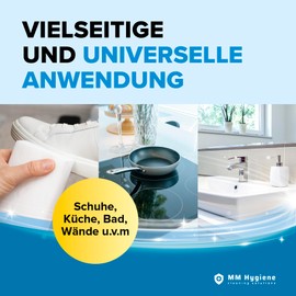 MM Hygiene® Schmutzradierer – 18 Stück Packung – Radierschwamm für weiße Wände, Schuhe und Böden – Robuster Zauberschwamm Magic Eraser für alle Arten von Flecken