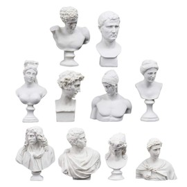Artibetter 10pcs Greek Bust Statues Mini Head Statue God Goddess Figurine Replica Sculpture Resin Crafts for Sketch Practice Artist Home Office Decorations