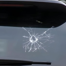 Broken Glass Decal - 4 Pcs, 5.9 inch Waterproof Stickers for Cars, Trucks, Laptops, Walls