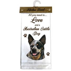 E&S Pets 700-90 Australian Cattle Dog Kitchen Towels, Off-White