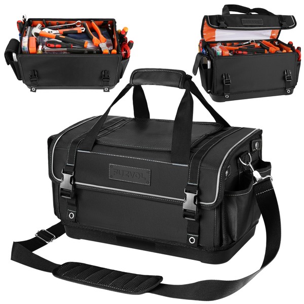 FUZVOL Tool Bag with Adjustable Straps Wide Mouth Tool Tote